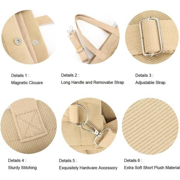 Tote Bag with Pockets Beige - Picture 4 of 6